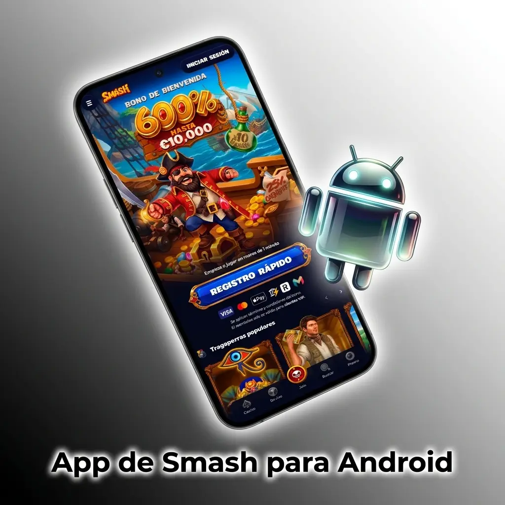 Aplicación móvil de Smash disponible para dispositivos Android con acceso a apuestas y casino