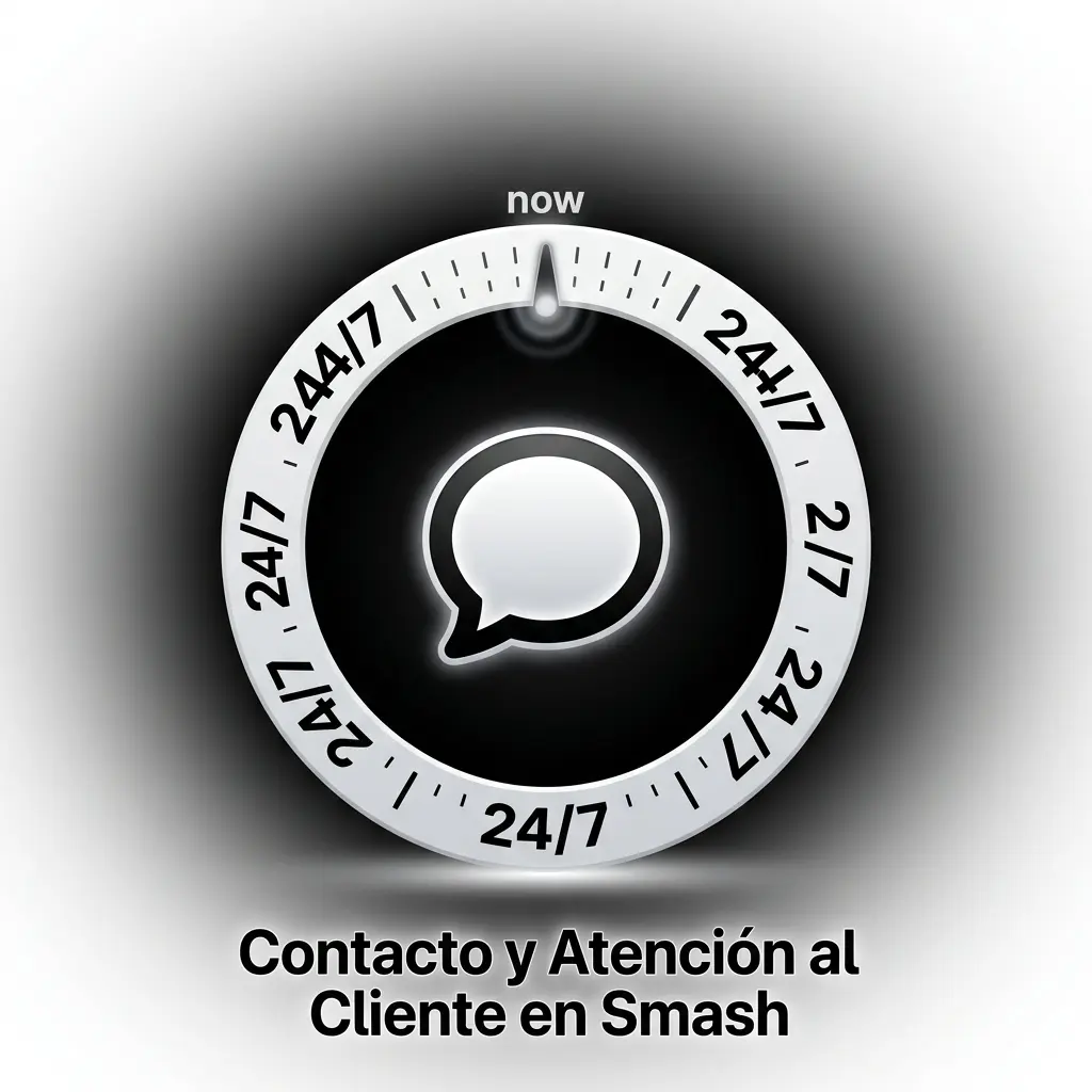 Equipo de atención al cliente Smash disponible 24/7 mediante chat en vivo, correo electrónico y preguntas frecuentes