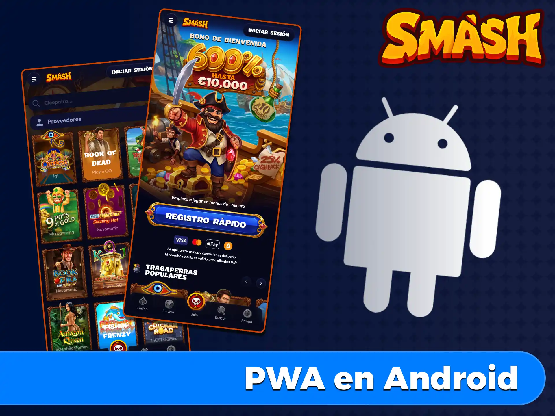 Instala la PWA de Smash en Android sin descargar archivos APK.
