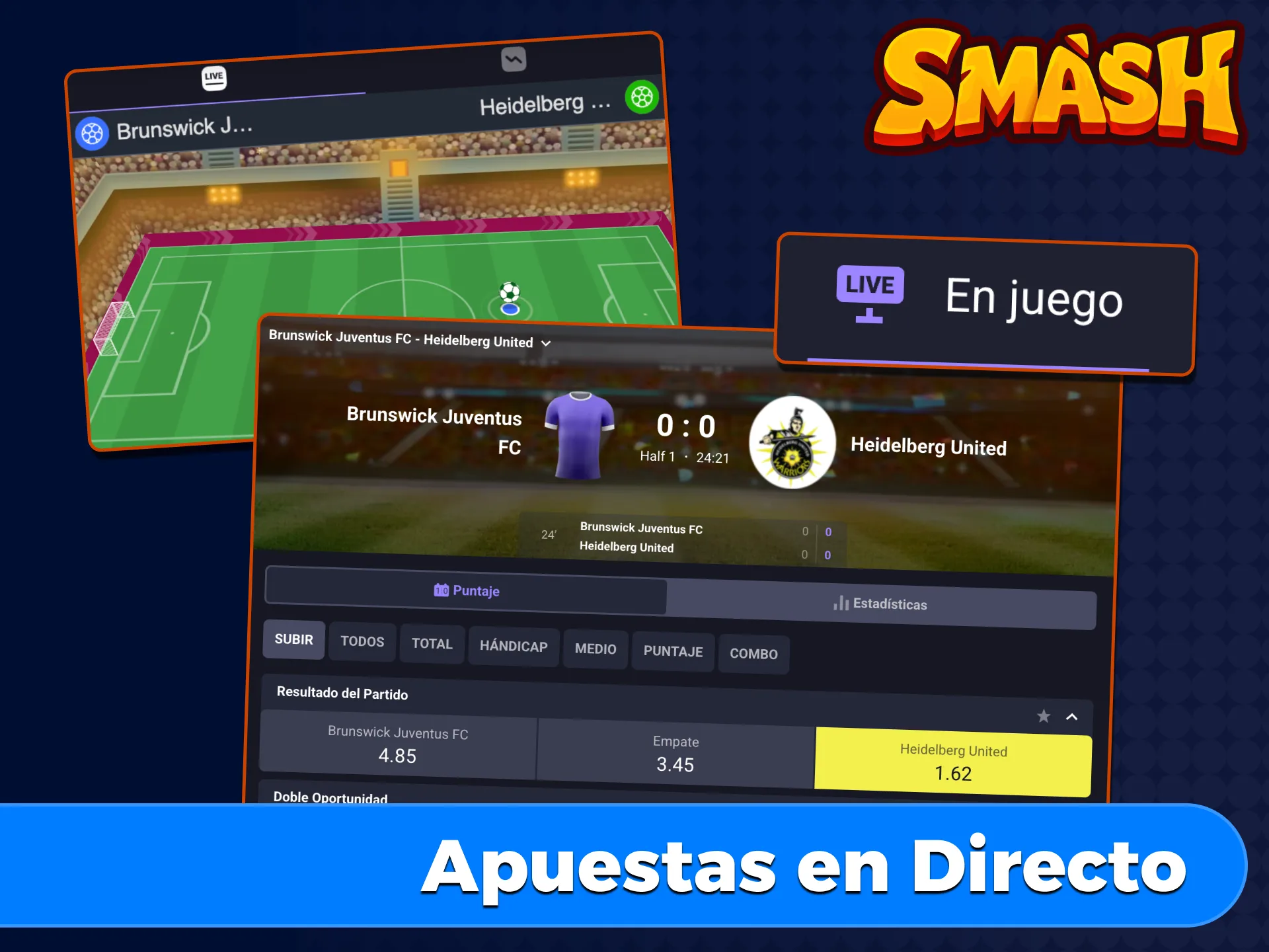 Haz tus apuestas en directo en Smash y gana con cada jugada.