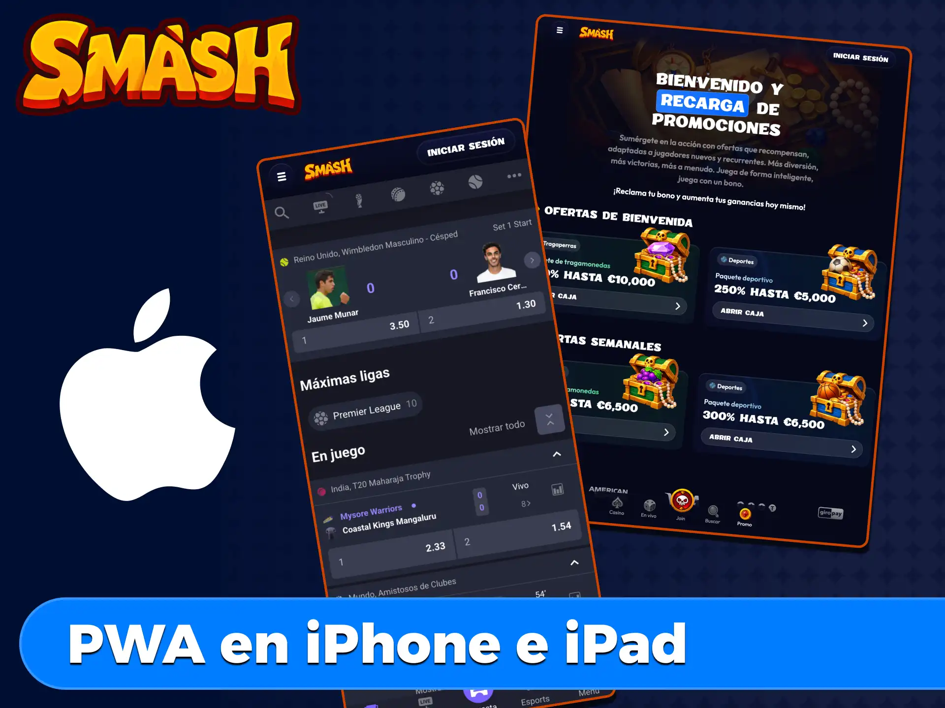 Instala la PWA de Smash en tu iPhone o iPad desde Safari.
