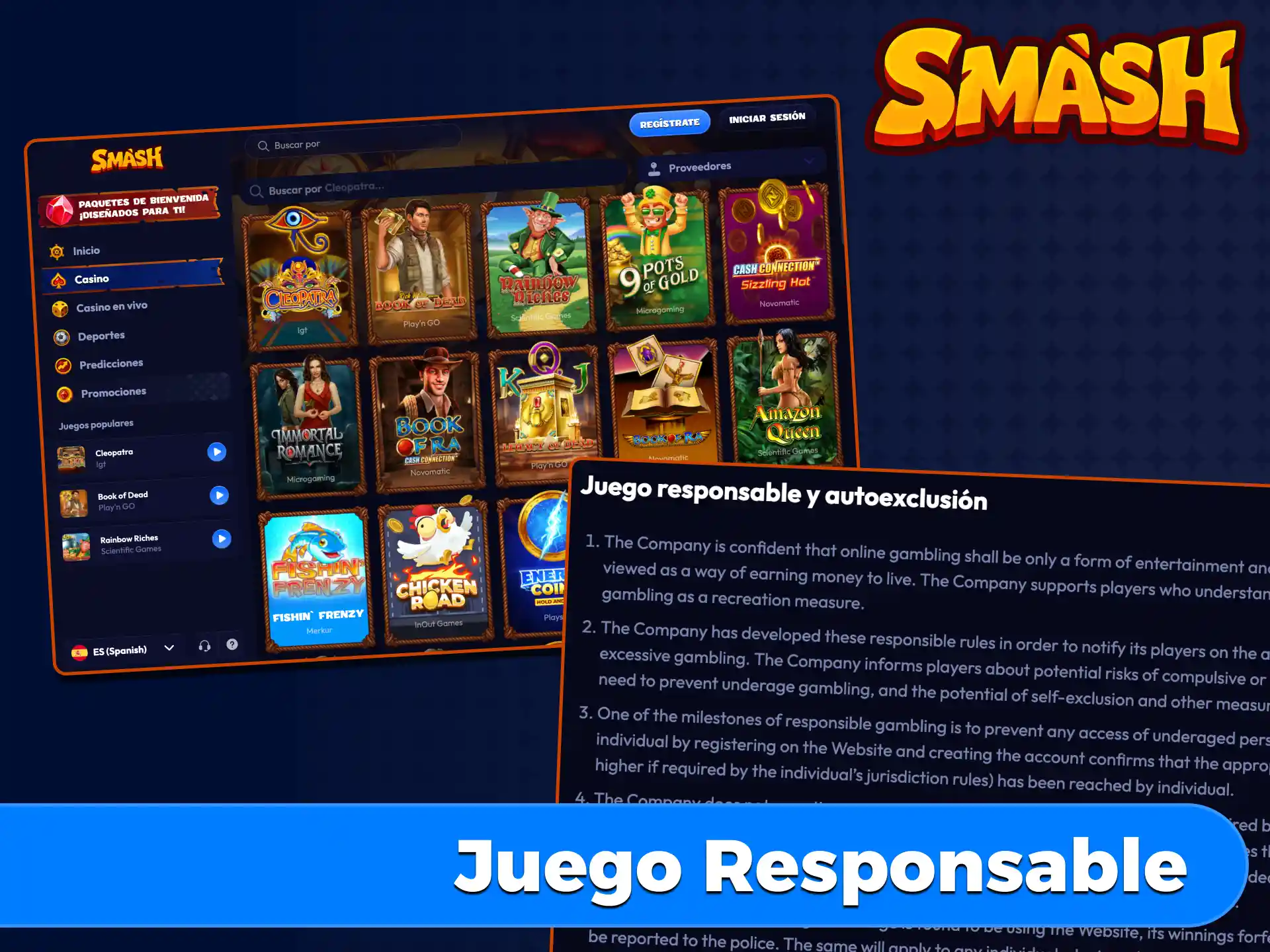 Utiliza las herramientas de juego responsable en el casino Smash.