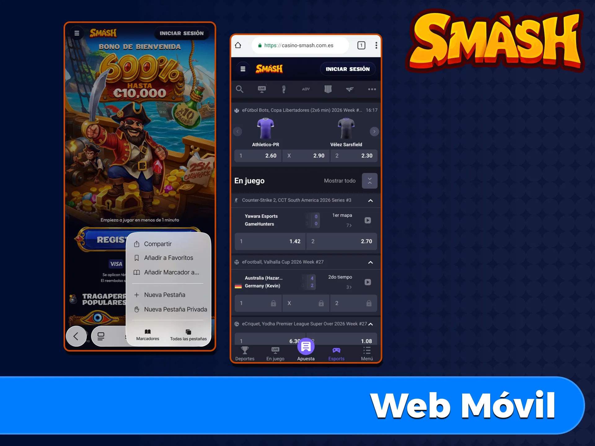 Visita el sitio web móvil de Smash desde tu smartphone o tablet.