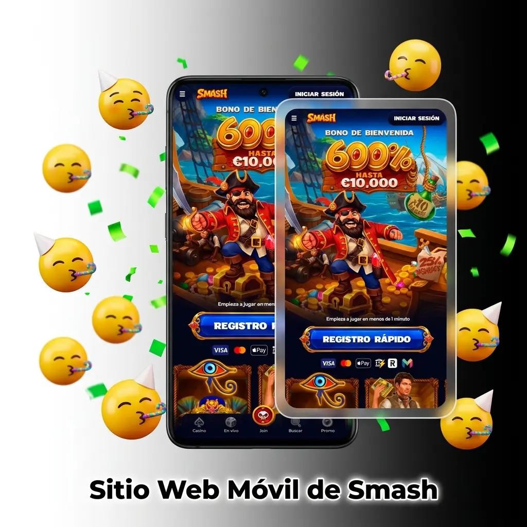 Sitio web móvil de Smash optimizado para smartphones y tablets con navegación táctil y carga rápida