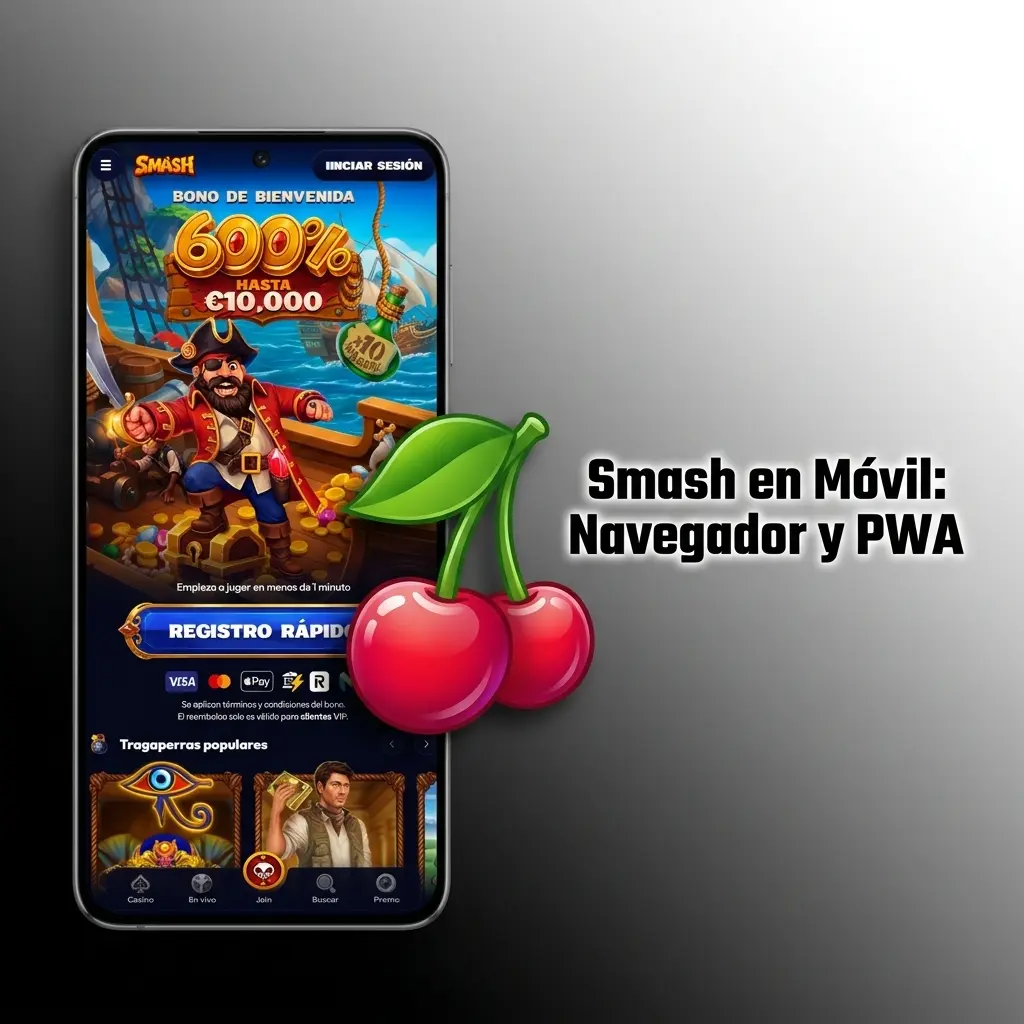 Smash en móvil: navegador estándar vs PWA para Android e iOS con acceso completo al catálogo