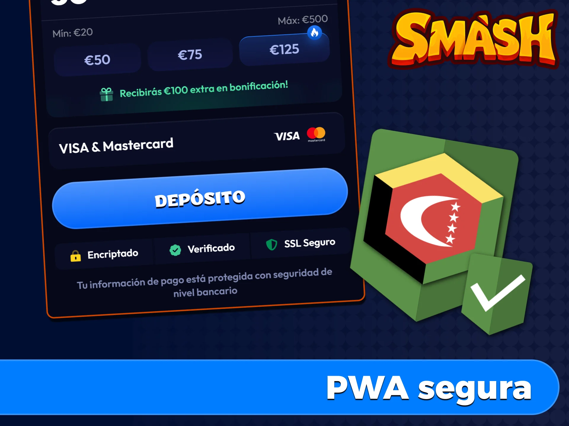 Descarga segura del APK oficial de Smash con cifrado SSL y protección de datos para mayores de 18 años.