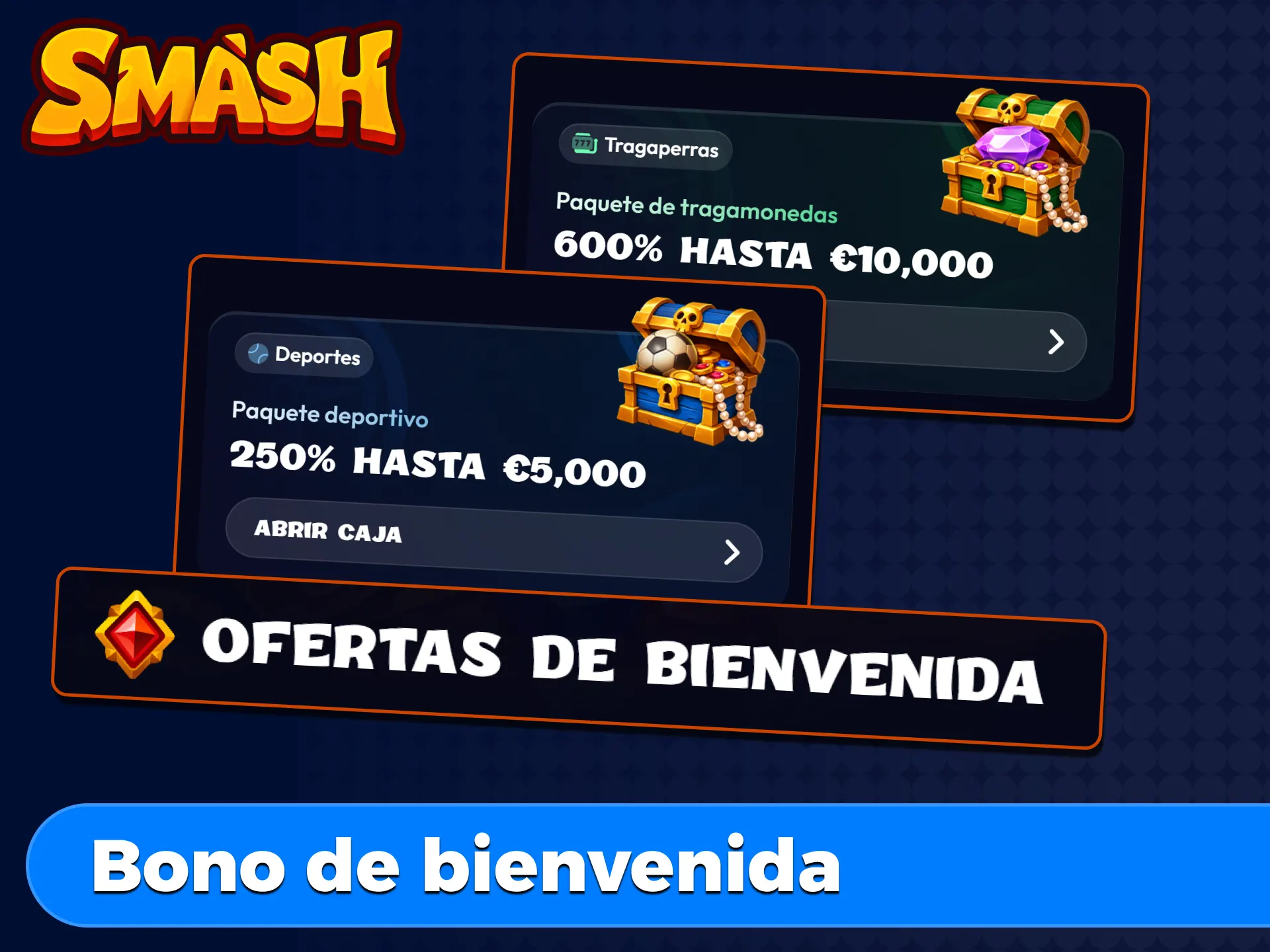 Bono de bienvenida Smash: 600% tragaperras y 250% deportivas.