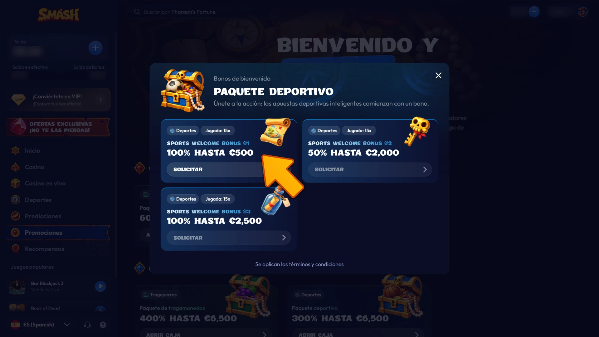 Activa tu bono exclusivo desde tu perfil de usuario en Smash.
