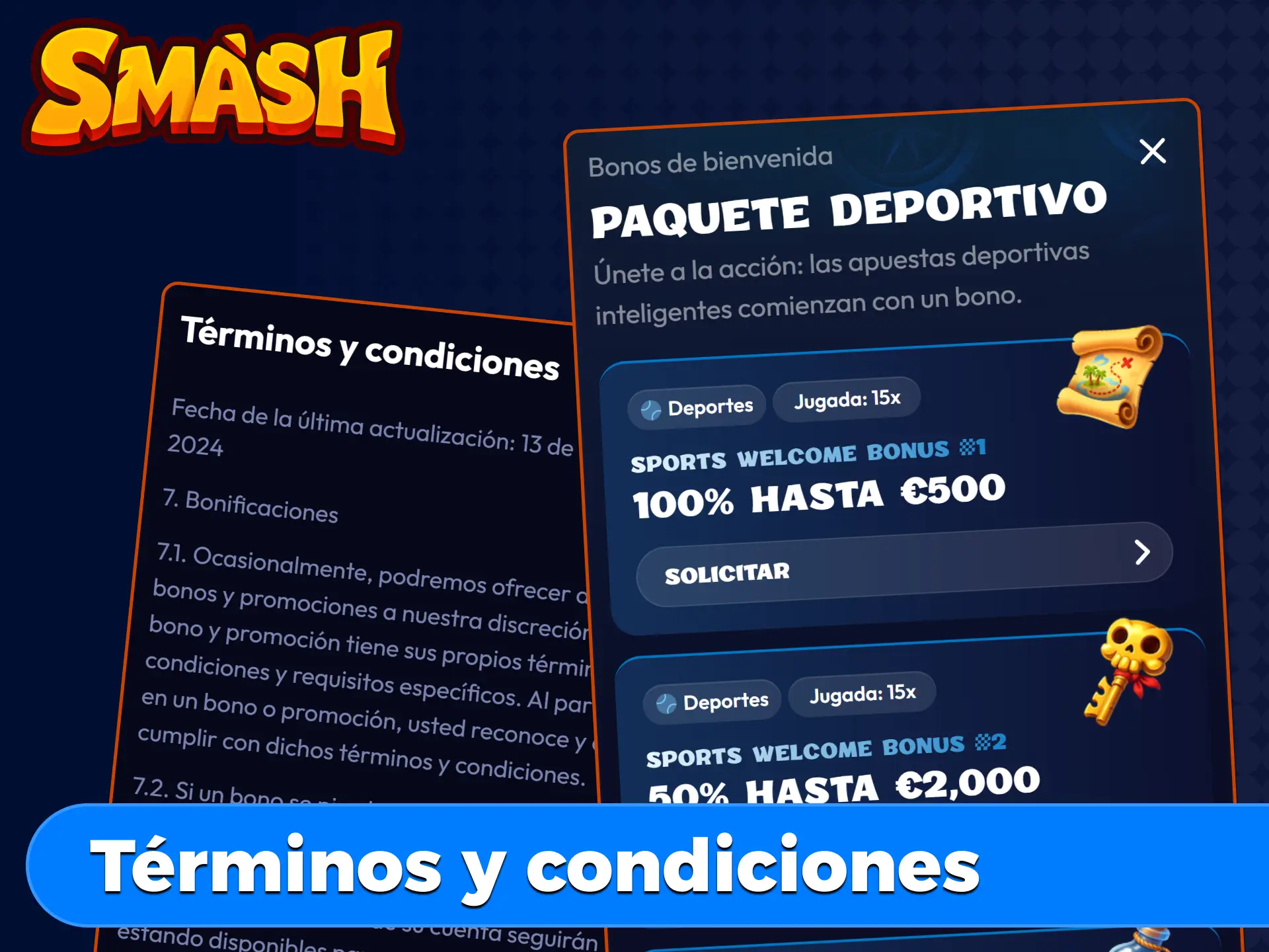 Términos y condiciones de los bonos Smash: requisitos de apuesta, caducidad y normas para usuarios en España.