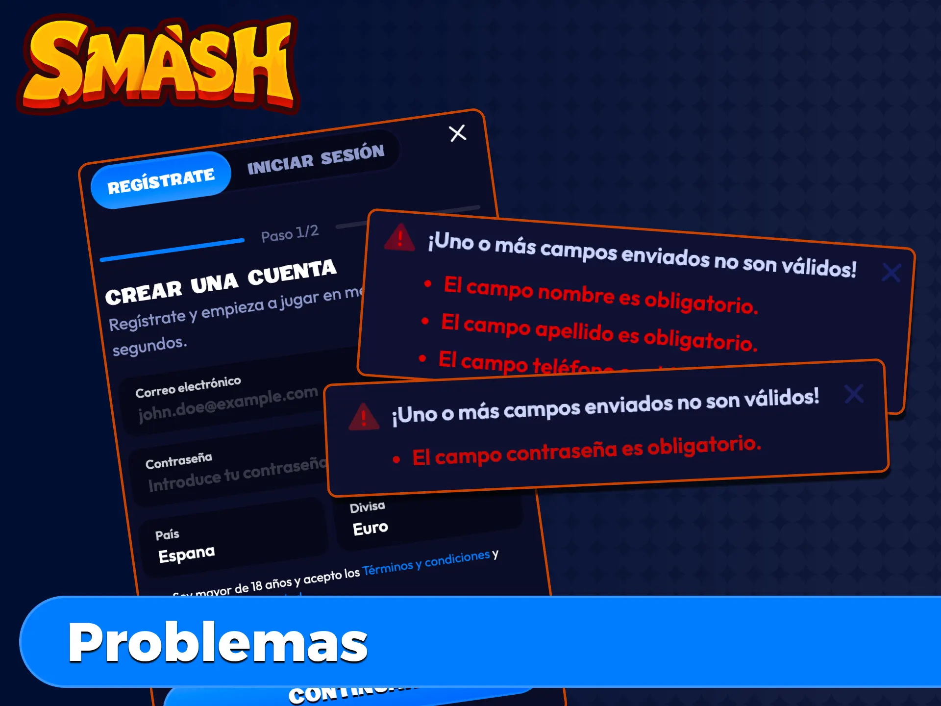 Решай самые частые проблемы при регистрации в Smash сегодня.