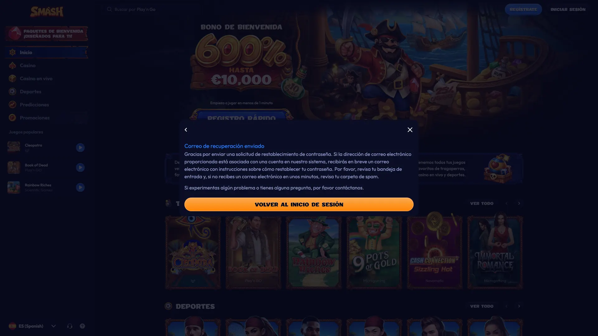 Abre el correo de restablecimiento enviado por el equipo de Smash.